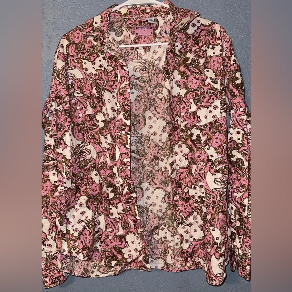 Ransom Ranch Pink Paisley Button-Up Top